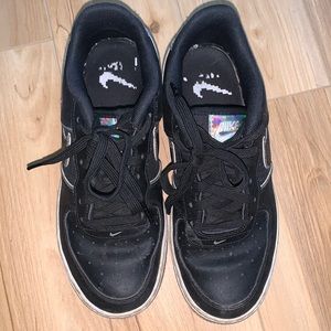 Unisex holographic black Nike Air Force shoes